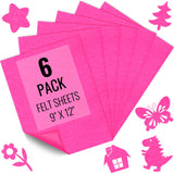 6PCS Felt Fabric Sheets 9 x 12 - 1.6mm Thick Soft Felt for Craft Sewing DIY Patchwork Art Projects Decorations (Hot Pink)