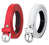 Zacharias WomenS Artificial Leather 0.5 Inches Slim Belt V0.5_(Red & White_Pack Of 2)