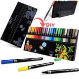 HUAL Acrylic Paint Pens Set of 24, 1mm Fine Tip Markers for DIY Crafts, Kids Art & Rock Painting, Gift-Worthy Paint Pens with Re