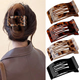 Oeusnael 4 PCS Flat Hair Clips for Women Girls, French Square Lay Down Claw Clips for Thick Thin Hair, Comfortable Curved Large 