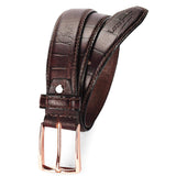 Louis Stitch MenS Rust Brown Italian Leather Belt Premium Casual Belts For Men With Heavy Brass Rose Gold Buckle 1.3 Inch (33Mm