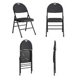 Cosco Essentials Commercial Xl Comfort Fabric Padded Metal Folding Chair With Contoured Seat Back, 300 Lb. Weight Rating, Triple