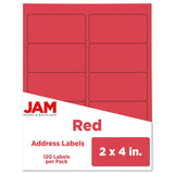 JAM PAPER Shipping Address Labels - Standard Mailing - 2 x 4 - Red - 120/Pack