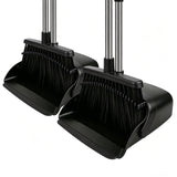 UDUK Black Broom and Dustpan Set 2 Pack, Long Handle Floor Cleaning