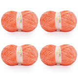 BATELO Velvet Chenille Yarn for Crocheting & Knitting 1440 Yards, Soft Thick Fluffy Bulky Blanket Yarn, 4 Pack of 10.5oz (Coral 