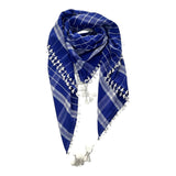Plaid Check Unisex Scarf With Tassels Soft Lightweight Square Scarf For Men And Women, Royal Blue And White Stylish Winter &