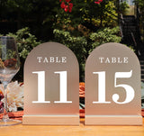 ORGANTEAM Wedding Table Numbers 11-15, Acrylic Arch Signs with Natural Wood Stands Holders, Rustic Table Decor for Reception & P