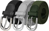 Veteran Stretchable Braided Cotton Belt For Women, Ladies Belt, Black And Green And Grey Color Combo Pack(Stretch Belt016)