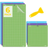 HTVRONT Cutting Mat, 6 Pcs Cutting Mat 12x12 & 12x24in(Standard, Light, StrongGrip) Compatible with Cricut Maker 3/4/Maker/Explo