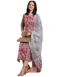 Gosriki Women'S Rayon Blend Printed Straight Kurta With Pant & Dupatta (Moringa Pink-Vks05-Gs_M_Pink_Medium),Pink,,B0DK9P513S