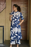 Anni Designer Women'S Rayon Viscose Straight Printed Kurta With Pant (Sunoni Blue-Vks01_L_Blue_Large),Blue,L,,,