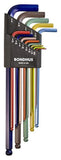 Bondhus 69637 Ball End LWrench Set w/ColorGuard Finish w/Extra Long Arm, 13 PC