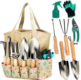 Garden Tool Set, Stainless Steel Heavy Duty Gardening Tool Set, with NonSlip Grip, Storage Tote Bag, Outdoor Hand Tools, Ideal 