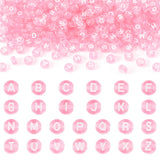 1000Pcs Transparent Acrylic Letter Beads 7x4mm Pink Flat Round Alphabet A-Z Loose Beads for Friendship Bracelet Necklace Making