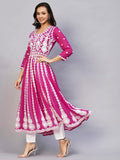 Anni Designer Women'S Georgette Chikankari Embroidered Anarkali Kurti (Kari Pink_Xxl_Dark Pink_Xx-Large),Pink,2XL,Georgette,Anarkali,Kurti, kurta