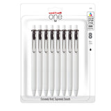 Uniball One Retractable & Refillable Gel Pen, 0.5mm Micro Tip, Black Ink, 8 Pens