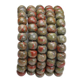 BEADIA Natural Unakite Flat Cut Round Drum Stone 8mmx7mm Loose Semi Gemstone Beads for Jewelry Making 38cm