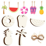 Tmflexe 30Pcs Summer Beach 5 Style Unfinished Wooden Gift Ornaments DIY Craft Paintable Blank Natural Watermelon Pineapple Slipp