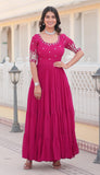 Wedani Georgette Embroidery Zari Sequins-Work Anarkali Kurta Set For Women (In Alpha M Regular Pink),PINK,M,Georgette,anarkali,