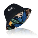 Bdelrinque Bucket Hat, Reversible Floral Print Cap, Foldable Adjustable Headwear For Hiking Beach And Travel Black
