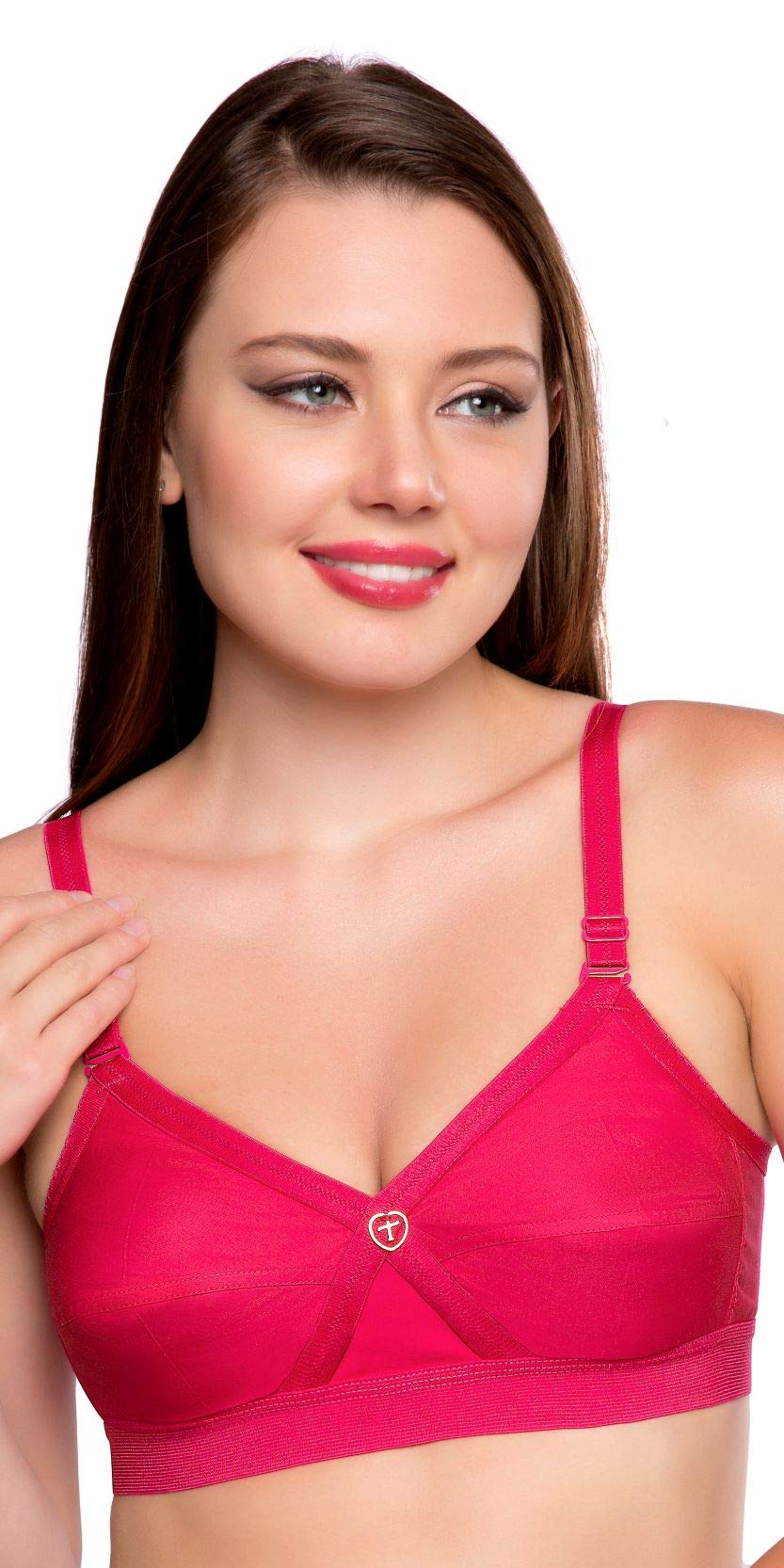 Trylo Women'S Non-Wired Bra (Krutika Plain_Rasberry_32F),Rasberry,32,B07Y3Y2LKB