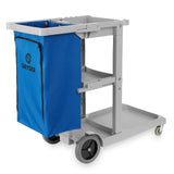 Dryser Commercial Janitorial Cleaning Cart on Wheels Housekeeping Caddy with Shelves and Vinyl Bag