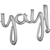 Elegant Silver Foil Balloon Script Phrases Yay! 25 x 35 (1 Pc) Perfect for Celebrations, Parties & Events