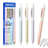 WRITECH Gel Pens Fine Point: 0.5mm Retractable Fine Point Smooth Writing Pen Set No Smear Black Ink Silent Click 4ct for Journal