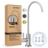 Drinking Water Faucet - Long Thread Stem Filtered Water Tap for Thick Countertop,Lead-Free RO Faucet with Hose and Push Connect 