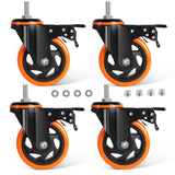 BZOLIHEU Stem Caster Wheels 3 Inch Heavy Duty Casters Set of 4, 3/8 -16 x 1 (Threaded Stem Diameter 3/8, Length 1) Locking Caste