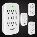 5 Core 4 Pieces 6 Outlet Extender 900J Surge Protector With 4 Usb Charger Port Wall Adapter Wms 6S 4Usb 4Pcs