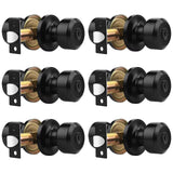 Probrico (6 Pack) Matte Black Privacy Locks, Keyless Interior Bed/Bath Door Knobs (Cylindrical Shape Knobs), Contemporary Hardwa