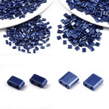 NBEADS About 520 Pcs 2 Hole Half Beads, 5x5mm/5x2mm 2-Hole Marine Blue Rectangle Mini Japanese Glass Seed Beads for Bracelet Nec