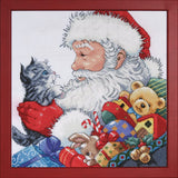Tobin Santa with Kitten Cross Stitch Kit, 13x13 14 Count