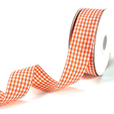 PQZKLDP Orange and White Gingham Ribbon 1 inch Plaid Ribbon Flower Bouquet Wreath Gift Wrapping Checked Ribbon 100% Polyester Ea
