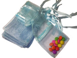 Brown Leaf Drawstring Half Net Organza Bag (30Pcs) Sky Blue Colour Potlie Bag Pouch For Return Gifts Goodies Bag Weeding Anniver