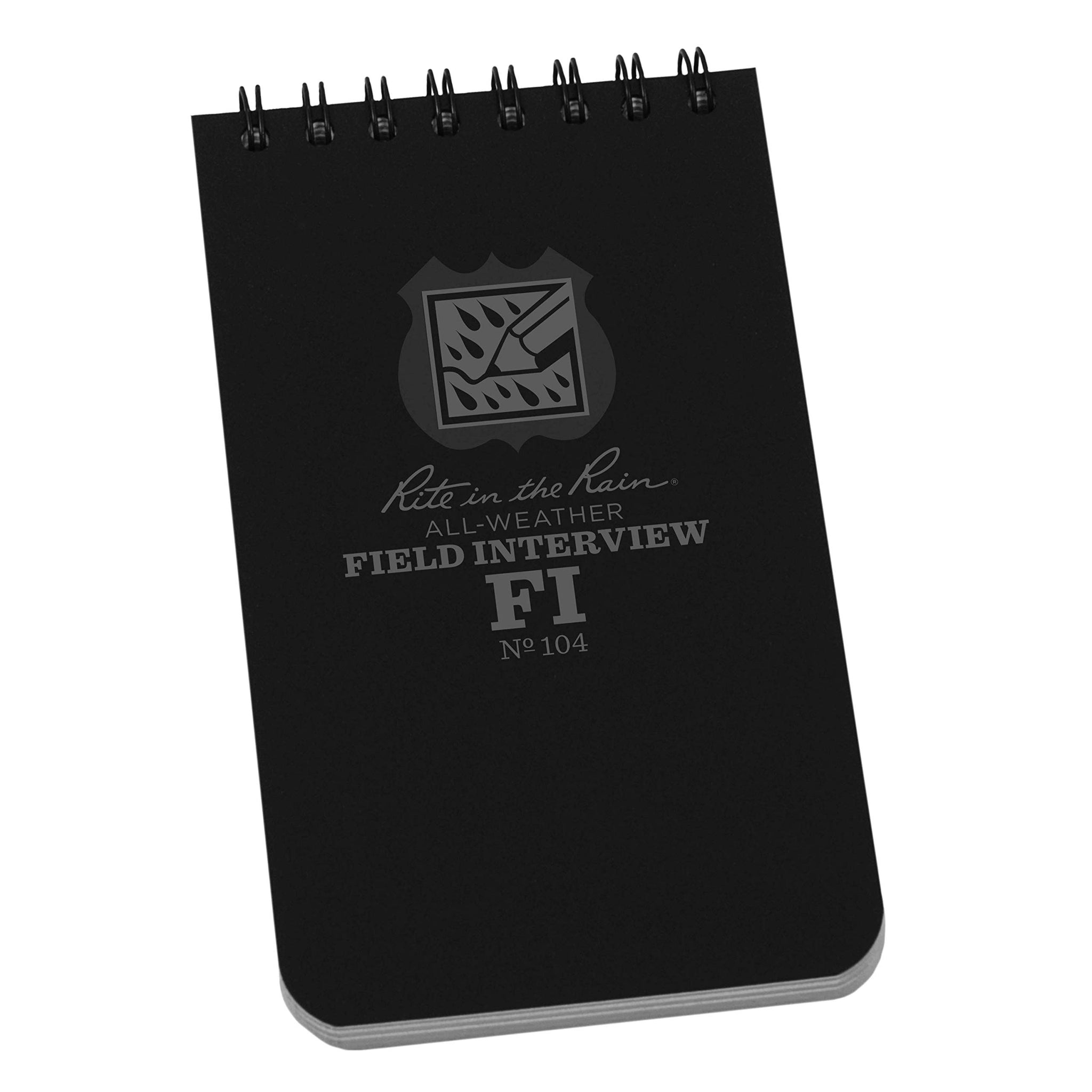 Rite In The Rain Weatherproof Field Interview Notebook, 3 X 5, Black Cover, Field Interview Form Pages (No. 104)