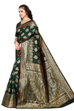 Sugathari Womens Banarasi Saree Pure Kanjivaram Silk Saree Soft New Ladies 2023 Design Wear Pattu Sarees Latest Party Sari Collections With Blouse Piece For Wedding Sadi (Sam Pari S-3 Dark Green)