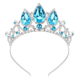 COCIDE Frozen Elsa Tiara for Women Birthday Crown Halloween Costume Blue Crystal Headband Tiara Princess Hair Accessories for We