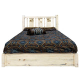 Montana Woodworks Moose Design Laser Engraved Platform Bed In Clear Lacquer Finish (Full: 83 In. L X 60 In. W X 47 In. H (258 Lb