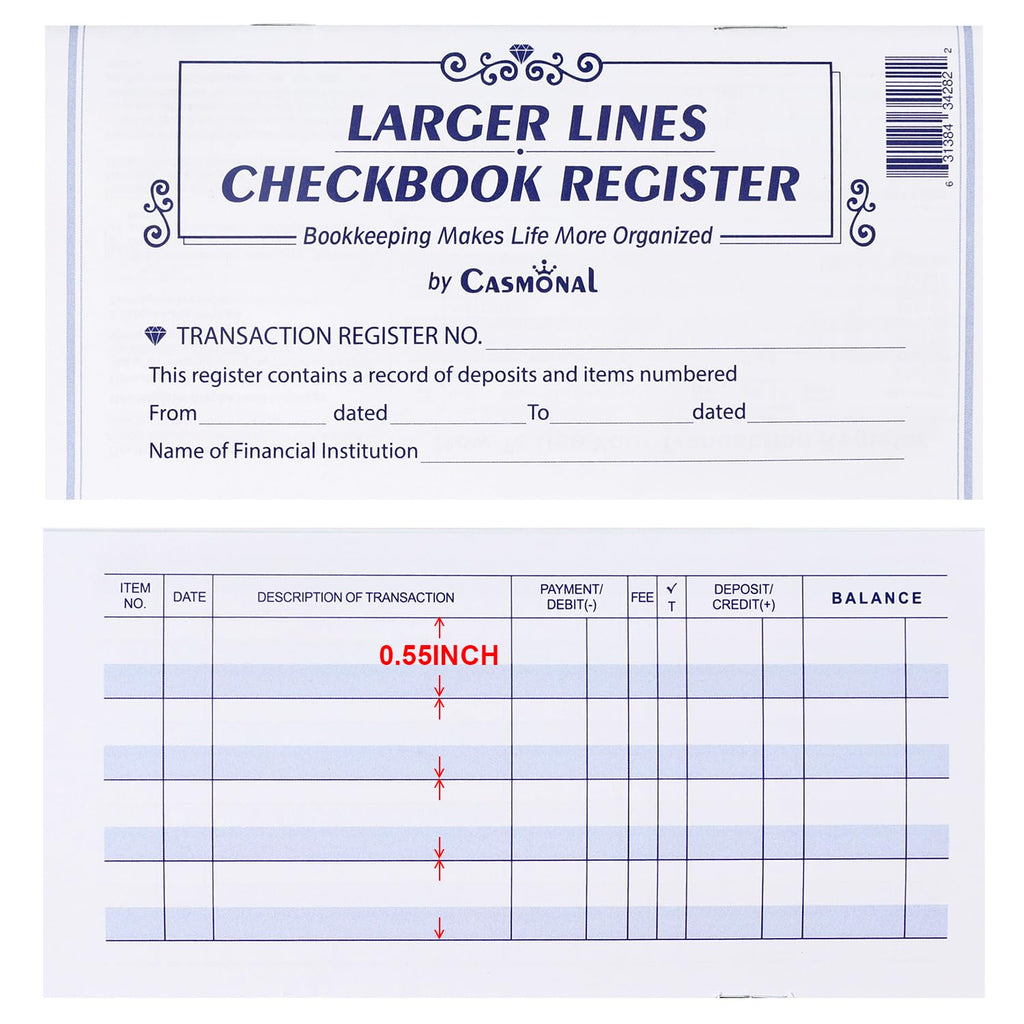 Check Register Purpose Larger Lines 20 Pack Checkbook Register, Check Registers For Personal ...