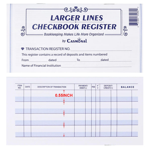 Larger Lines 20 Pack Checkbook Register, Check Registers For Personal ...