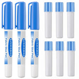 Avenuebool Fabric Glue Pen with Refill, Washable Temporary Fabric Sewing Adhesive, Temporary Blue Glue Stick for English Paper, 