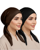Mehar WomenS Hair Malka Tail Cap Poly Cotton Hijab Set Of TCap 2 Pcs (BlackCocco)