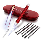 POZILAN Ear Picker Tweezers with LED Light - 8 Pack Ear Wax Removal Tool Cleaner Kit for Kids and Adults, Earwax Spoon Digger & 