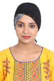 Silver Black Turban Design Muslim Women Under Hijab Cap