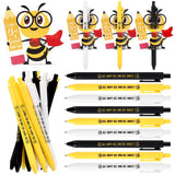 Watersay 30 Sets Inspirational Bee Themed Gifts Bee Pens Motivational Cards for Party Favors Bees Decor Must Haves Office Suppli