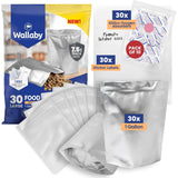 Wallaby 1-Gallon Gusset Mylar Bag Bundle - 30x Stand-Up Zipper Pouches, 30x 400cc Oxygen Absorbers, 30x Labels - Heat Sealable &