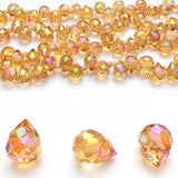 Chengmu 8mm Strawberry Glass Beads for Jewelry Making, Faceted Teardrop Crytal Spacer Beads for Bracelet Necklace Earring, Golde