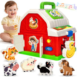 Montessori Toddler Toys for 1 2 3 Year Old Boys Girls, Musical Farm Animals Barn Toy with Sound & Light, Learning Toys for Toddl